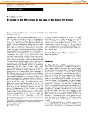 Evolution of the Lithosphere in the Area of the Rhine Rift System
