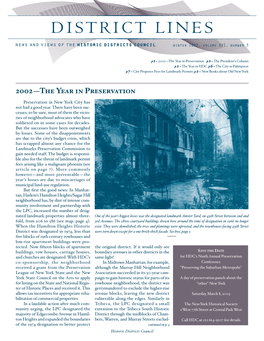 DISTRICT LINES News and Views of the Historic Districts Council Winter 2002, Volume XVI, Number 3