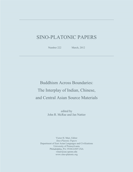 Buddhism Across Boundaries: the Interplay of Indian, Chinese, and Central Asian Source Materials