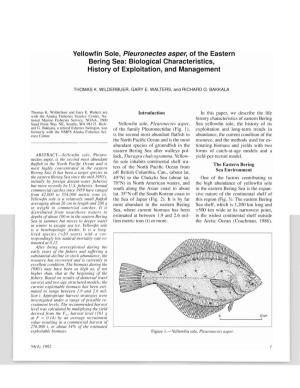 Yellowfin Sole, Pleuronectes Asper, of the Eastern Bering Sea: Biological Characteristics, History of Exploitation, and Management