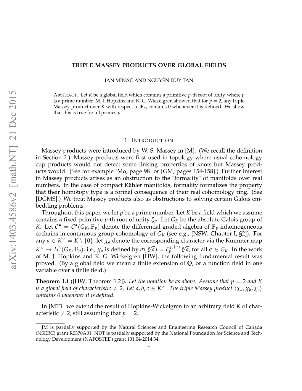 Triple Massey Products Over Global Fields