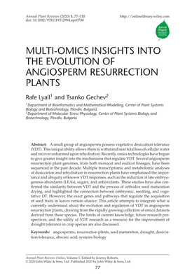Multi-Omics Insights Into the Evolution of Angiosperm Resurrection Plants