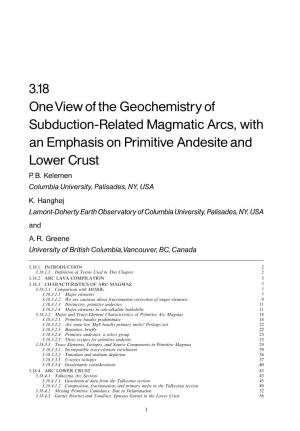 3.18 Oneviewofthegeochemistryof Subduction-Related Magmatic Arcs