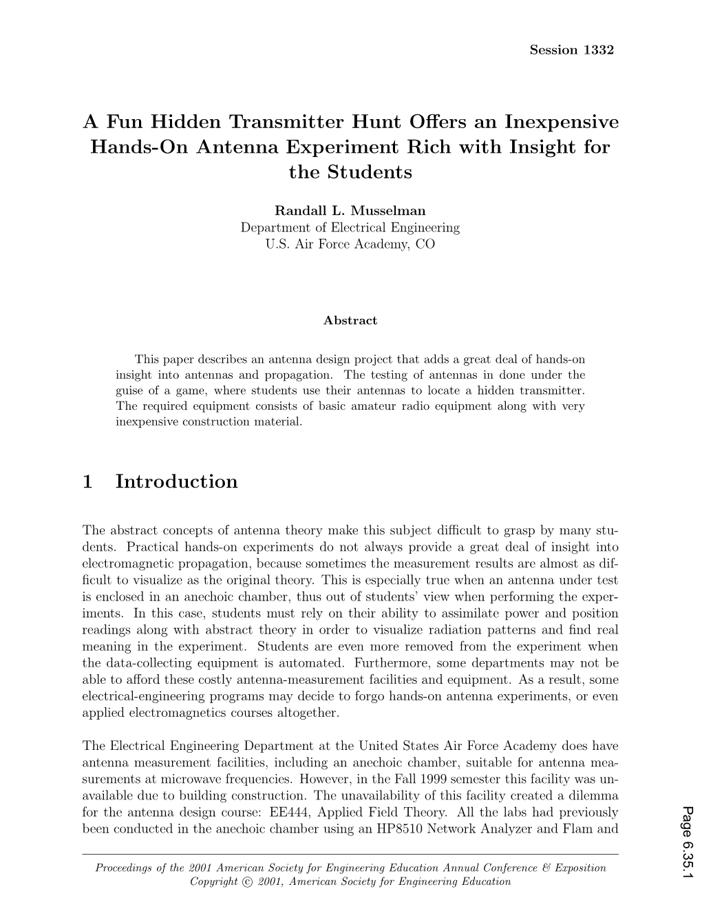 A Fun Hidden Transmitter Hunt Offers an Inexpensive Hands on Antenna Experiment Rich with Insight for the Students