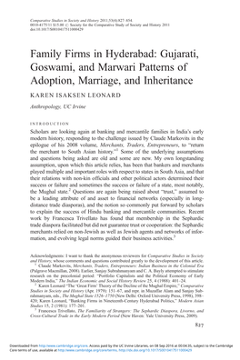 Gujarati, Goswami, and Marwari Patterns of Adoption, Marriage, and Inheritance