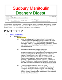Sudbury Manitoulin Deanery Digest
