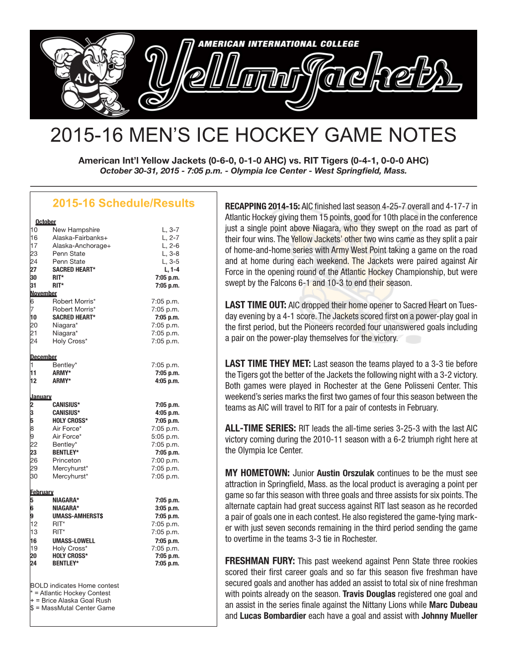 2015-16 Men's Ice Hockey Game Notes