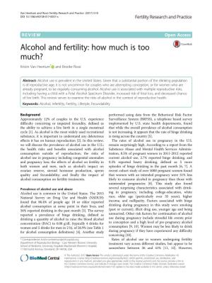 Alcohol and Fertility: How Much Is Too Much? Kristin Van Heertum* and Brooke Rossi