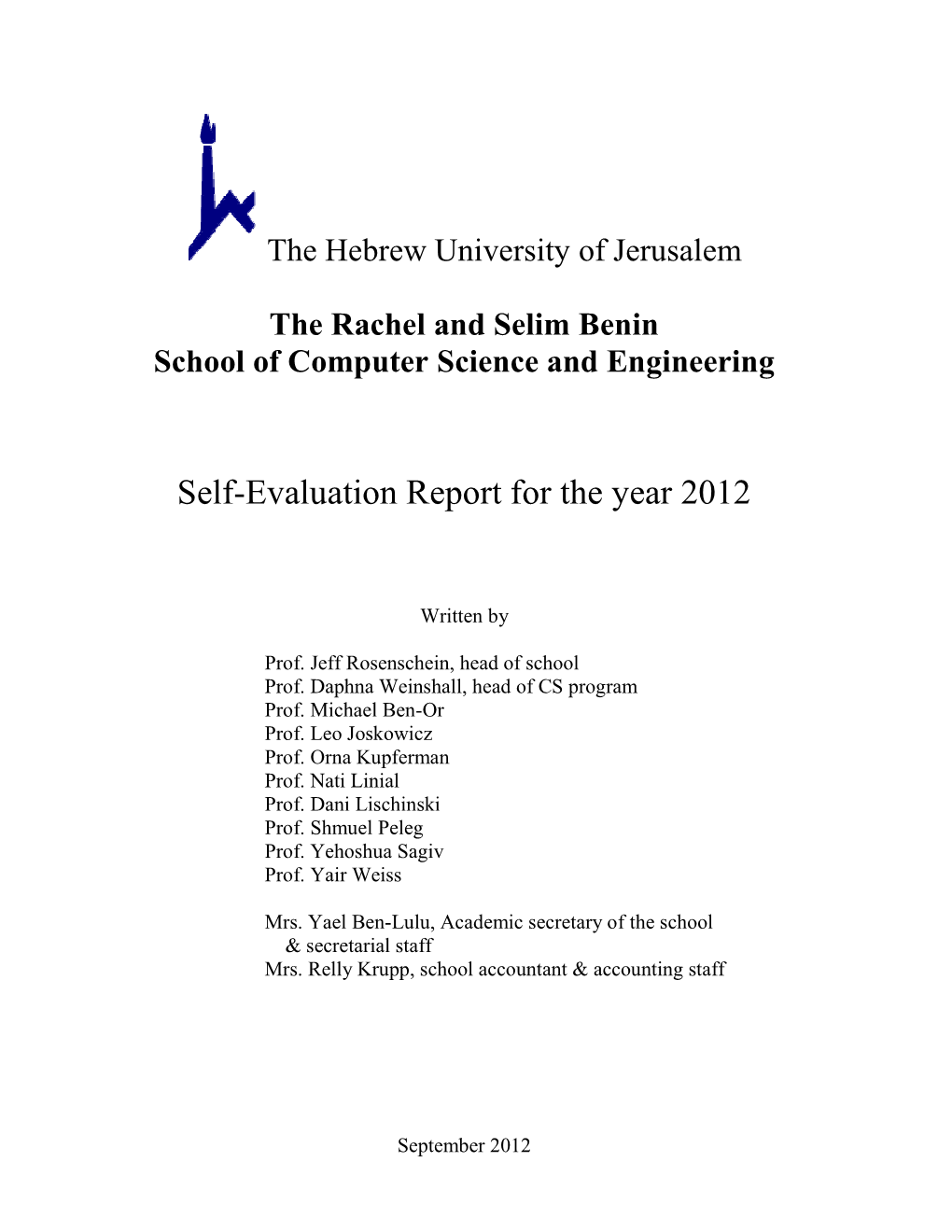 Self-Evaluation Report for the Year 2012