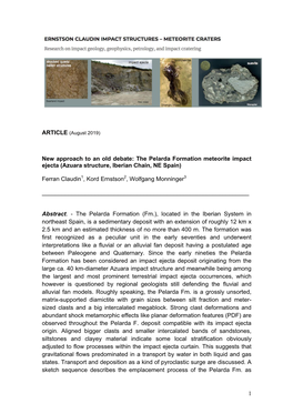 The Pelarda Formation Meteorite Impact Ejecta (Azuara Structure, Iberian Chain, NE Spain)