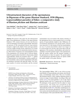 Digenea, Lepocreadiidae) Parasites of Fishes: a Comparative Study of Bianium Plicitum and Bianium Arabicum