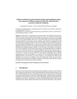 Term Exposure of Different Rebars Used for RC Elements in the Presence of Chloride Conditions