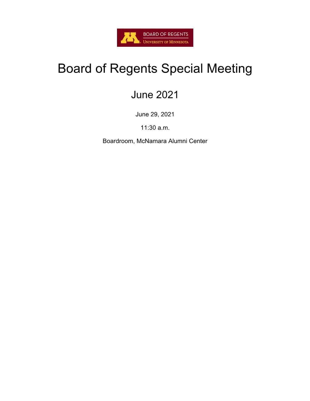 Board of Regents Special Meeting