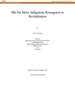 Indigenous Resurgence As Revitalization