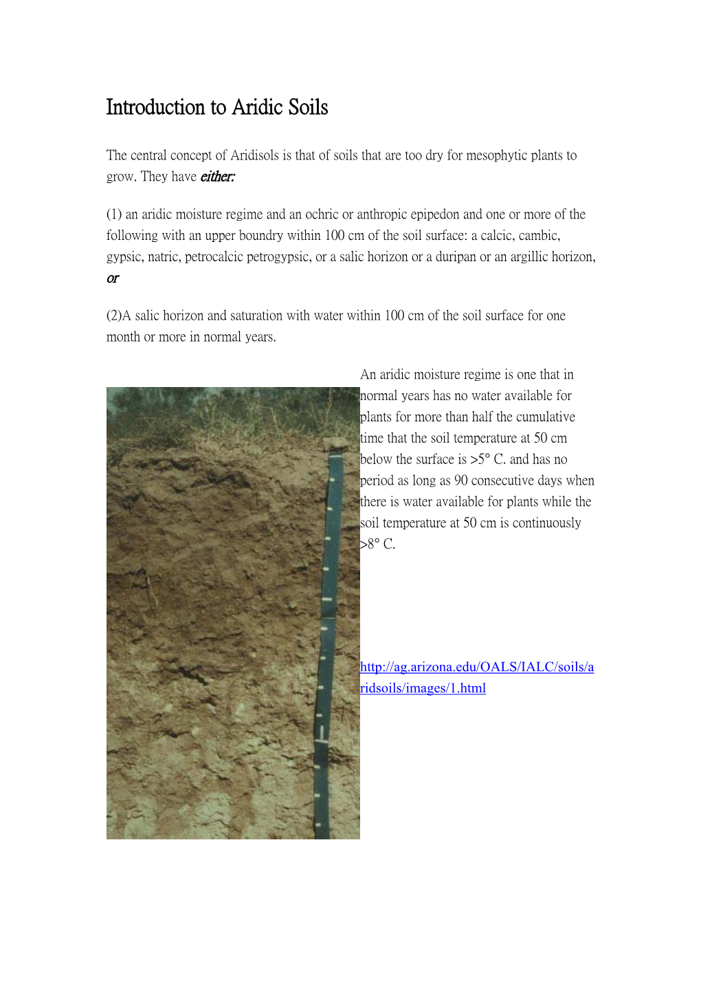 Introduction to Aridic Soils