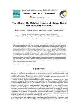 The Effect of the Religious Tourism of Menara Kudus on Community's
