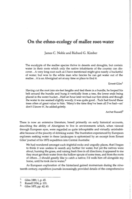 On the Ethno-Ecology of Mallee Root-Water