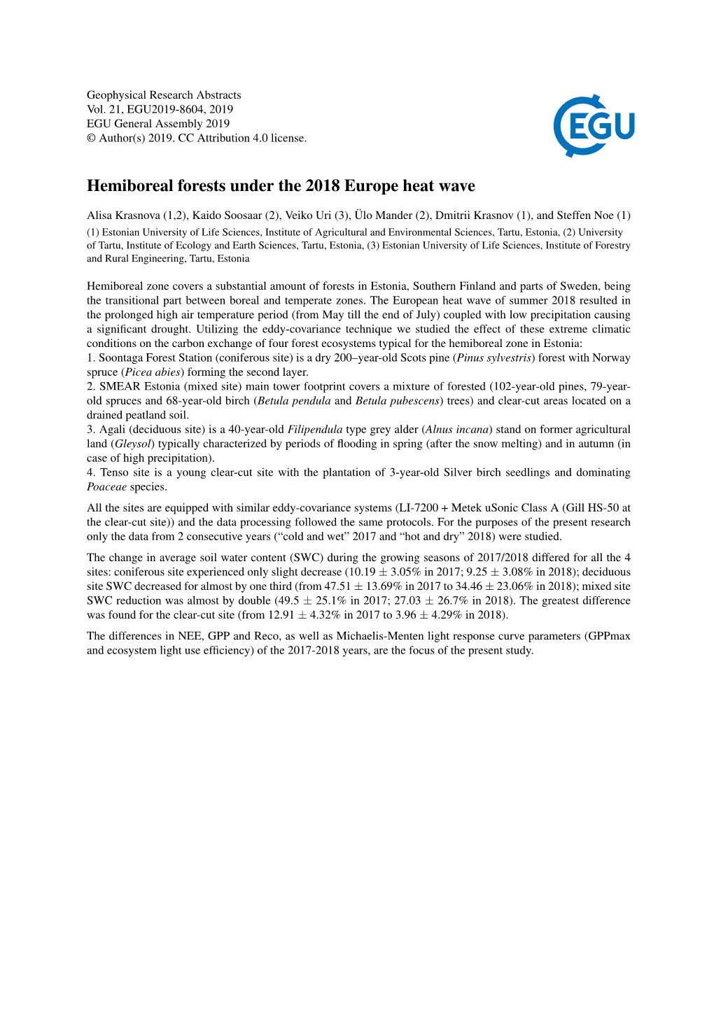 Hemiboreal Forests Under the 2018 Europe Heat Wave