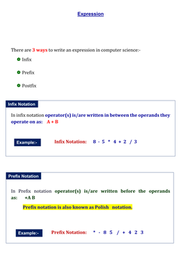 D Infix D Prefix D Postfix in Infix Notation Operator(S