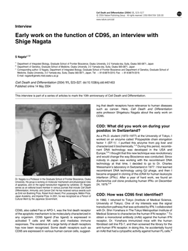 Early Work on the Function of CD95, an Interview with Shige Nagata