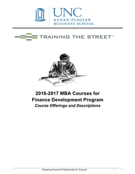 2016-2017 MBA Courses for Finance Development Program Course Offerings and Descriptions