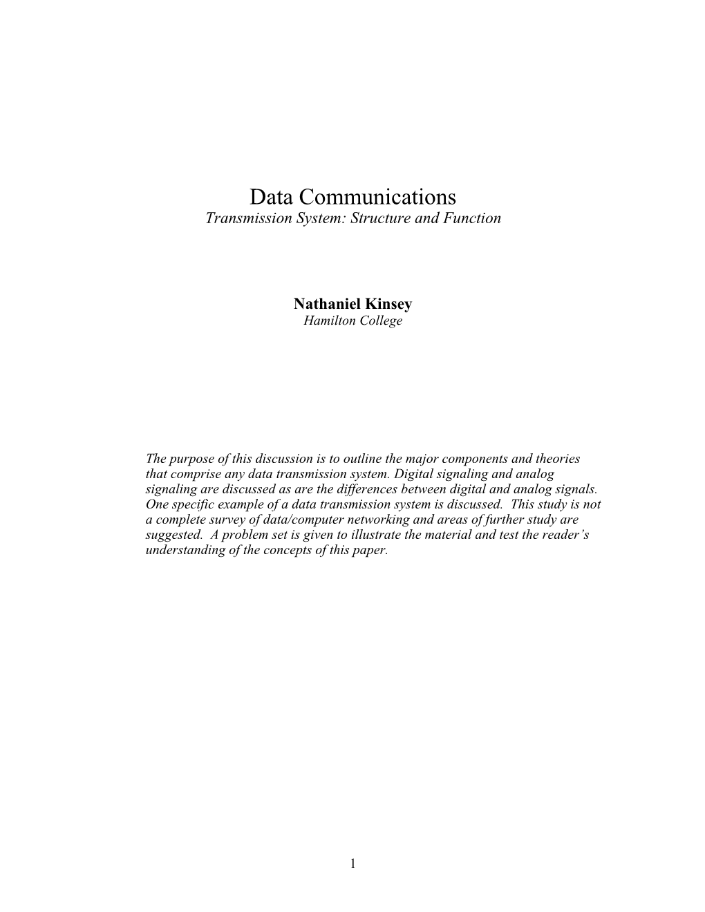 Data Communications Transmission System: Structure and Function