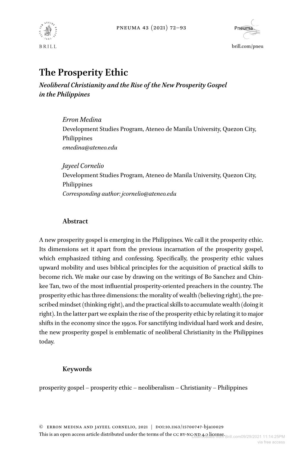 The Prosperity Ethic Neoliberal Christianity and the Rise of the New Prosperity Gospel in the Philippines