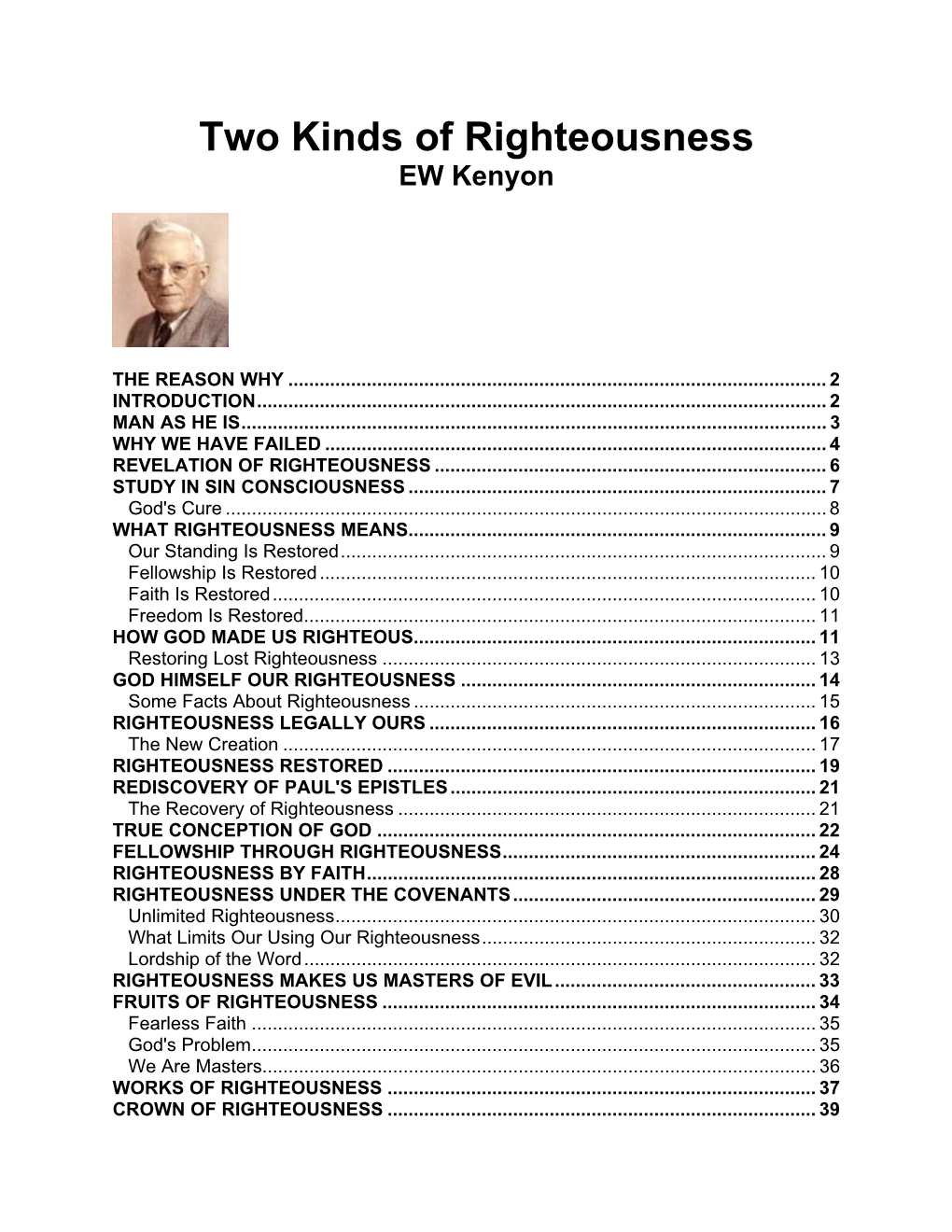 Two Kinds of Righteousness EW Kenyon