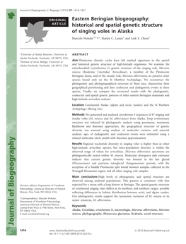 Historical and Spatial Genetic Structure of Singing Voles in Alaska Marcelo Weksler1,2, *, Hayley C