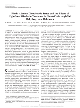 Flavin Adenine Dinucleotide Status and the Effects of High-Dose Riboﬂavin Treatment in Short-Chain Acyl-Coa Dehydrogenase Deﬁciency