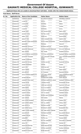 Government of Assam GAUHATI MEDICAL COLLEGE HOSPITAL, GUWAHATI