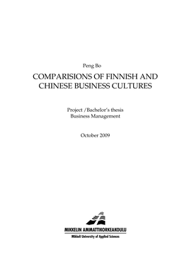 Comparisions of Finnish and Chinese Business Cultures