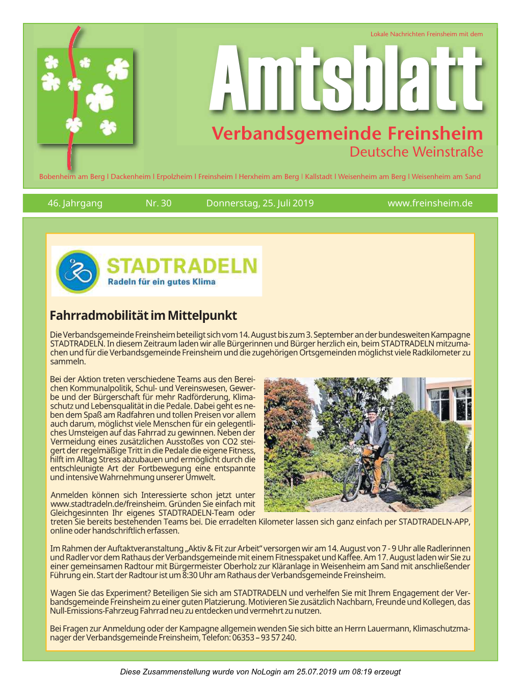 Amtsblatt Verbandsgemeinde Freinsheim 25