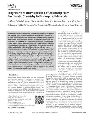 From Biomimetic Chemistry to Bio‐Inspired Materials