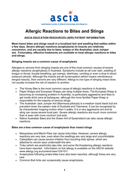 Allergic Reactions to Bites and Stings