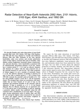 Radar Detection of Near-Earth Asteroids 2062 Aten, 2101 Adonis, 3103 Eger, 4544 Xanthus, and 1992 QN