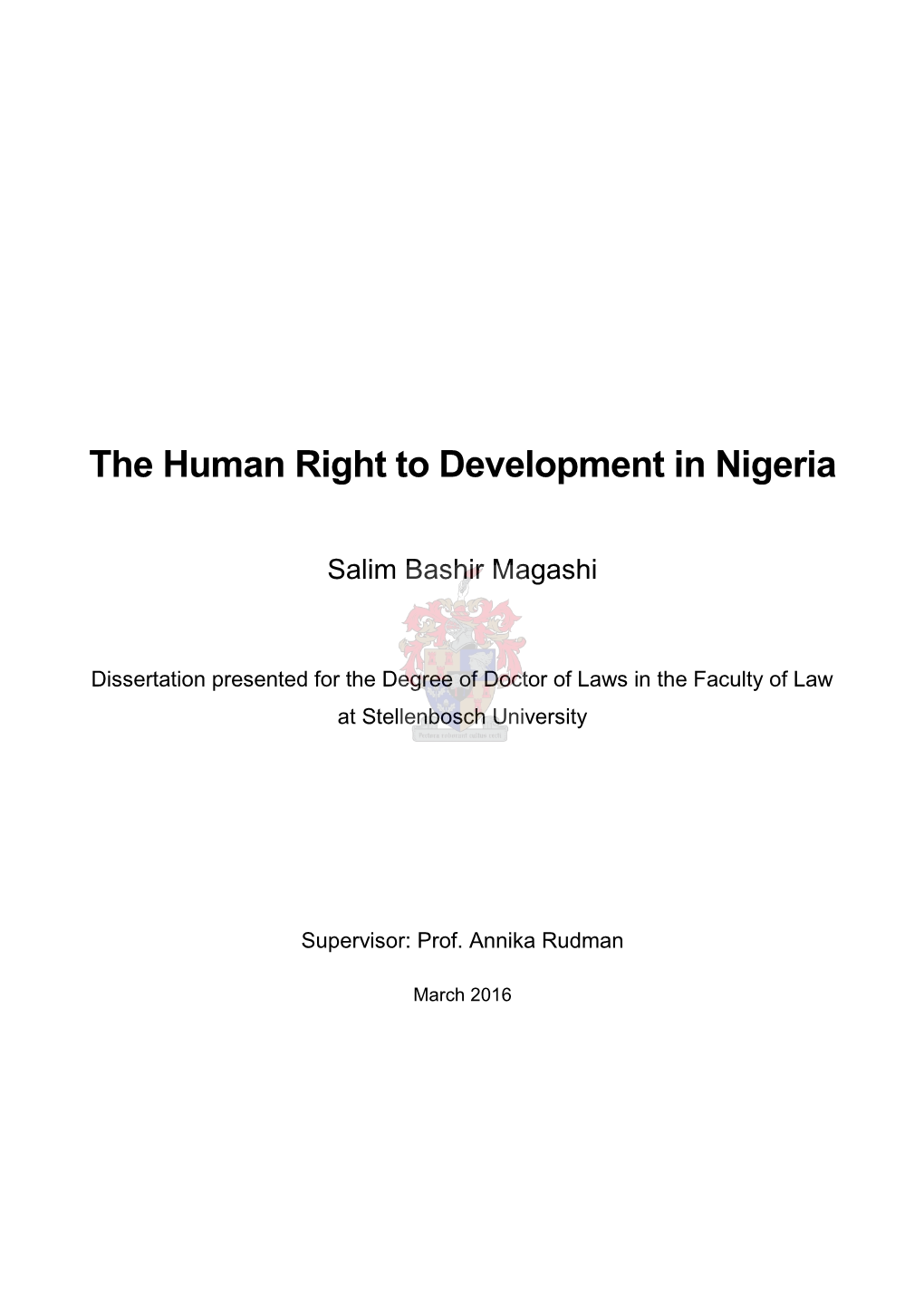 The Human Right to Development in Nigeria
