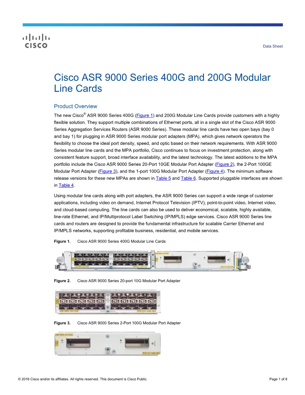 Cisco ASR 9000 Series 400G and 200G Modular Line Cards Data Sheet