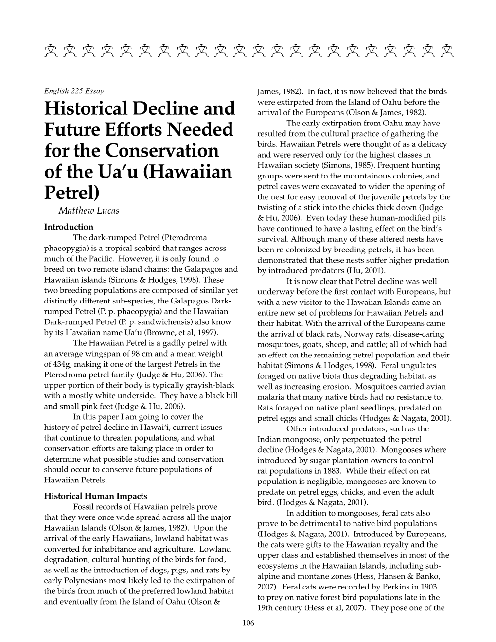 Historical Decline and Future Efforts Needed for the Conservation of the Ua'u (Hawaiian Petrel)