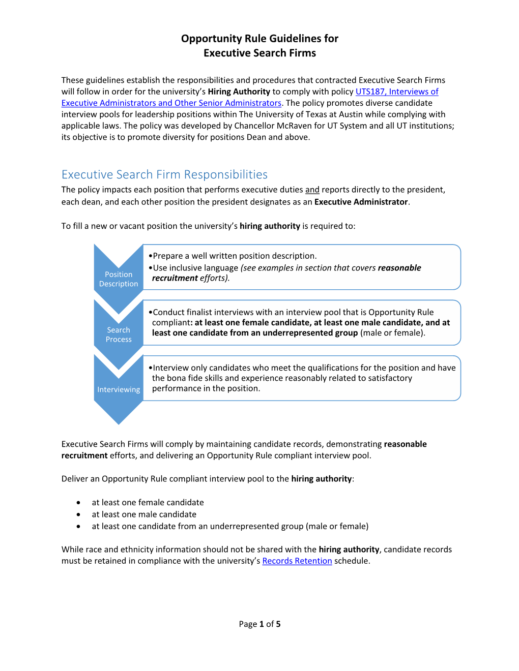 Opportunity Rule Guidelines for Executive Search Firms