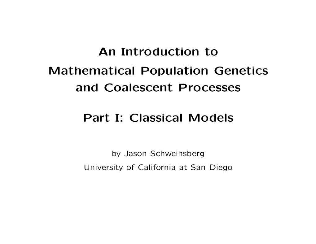 An Introduction to Mathematical Population Genetics and Coalescent Processes
