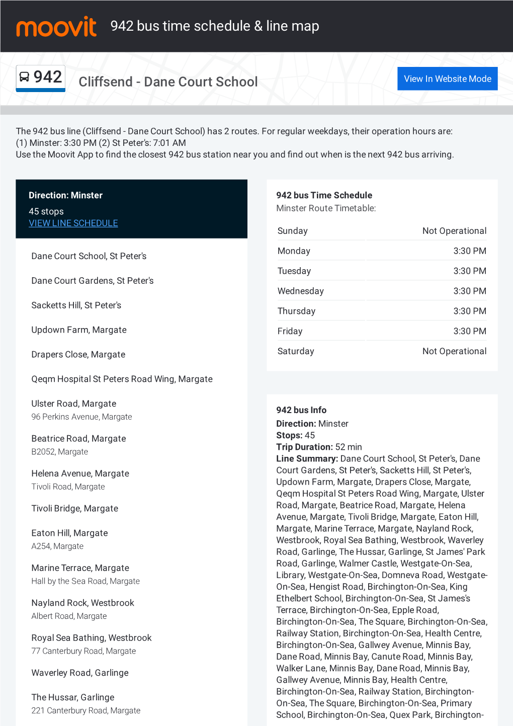 942 Bus Time Schedule & Line Route