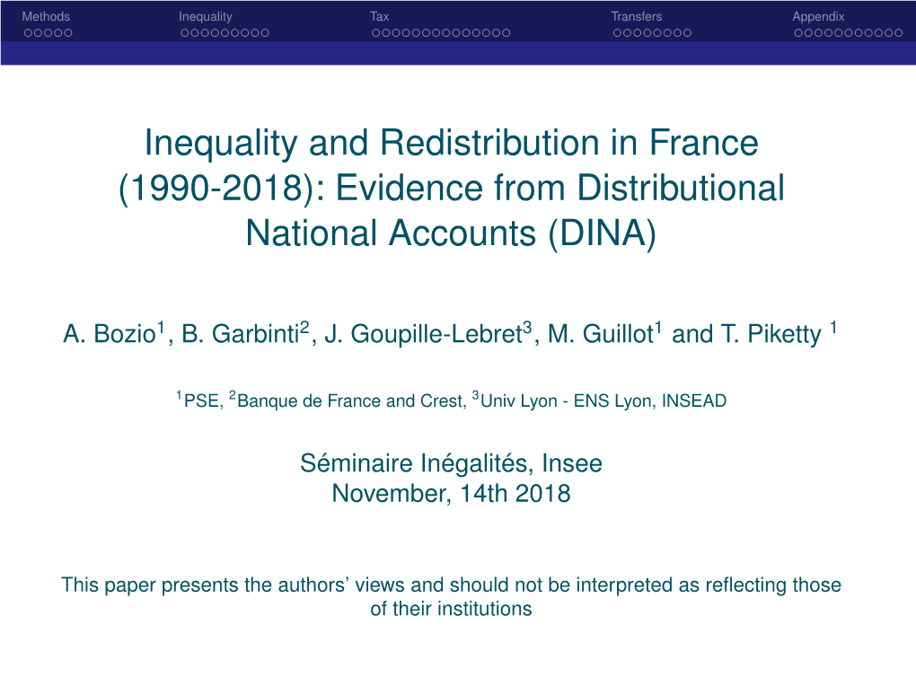 Inequality and Redistribution in France (1990-2018): Evidence from Distributional National Accounts (DINA)