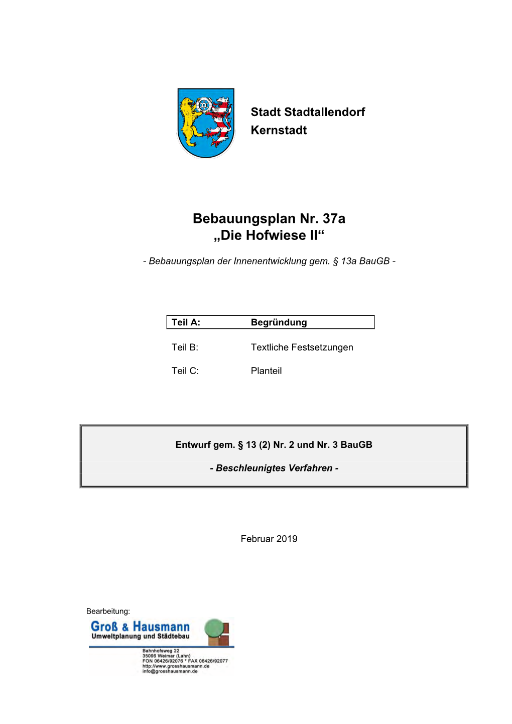 Bebauungsplan Nr. 37A „Die Hofwiese II“