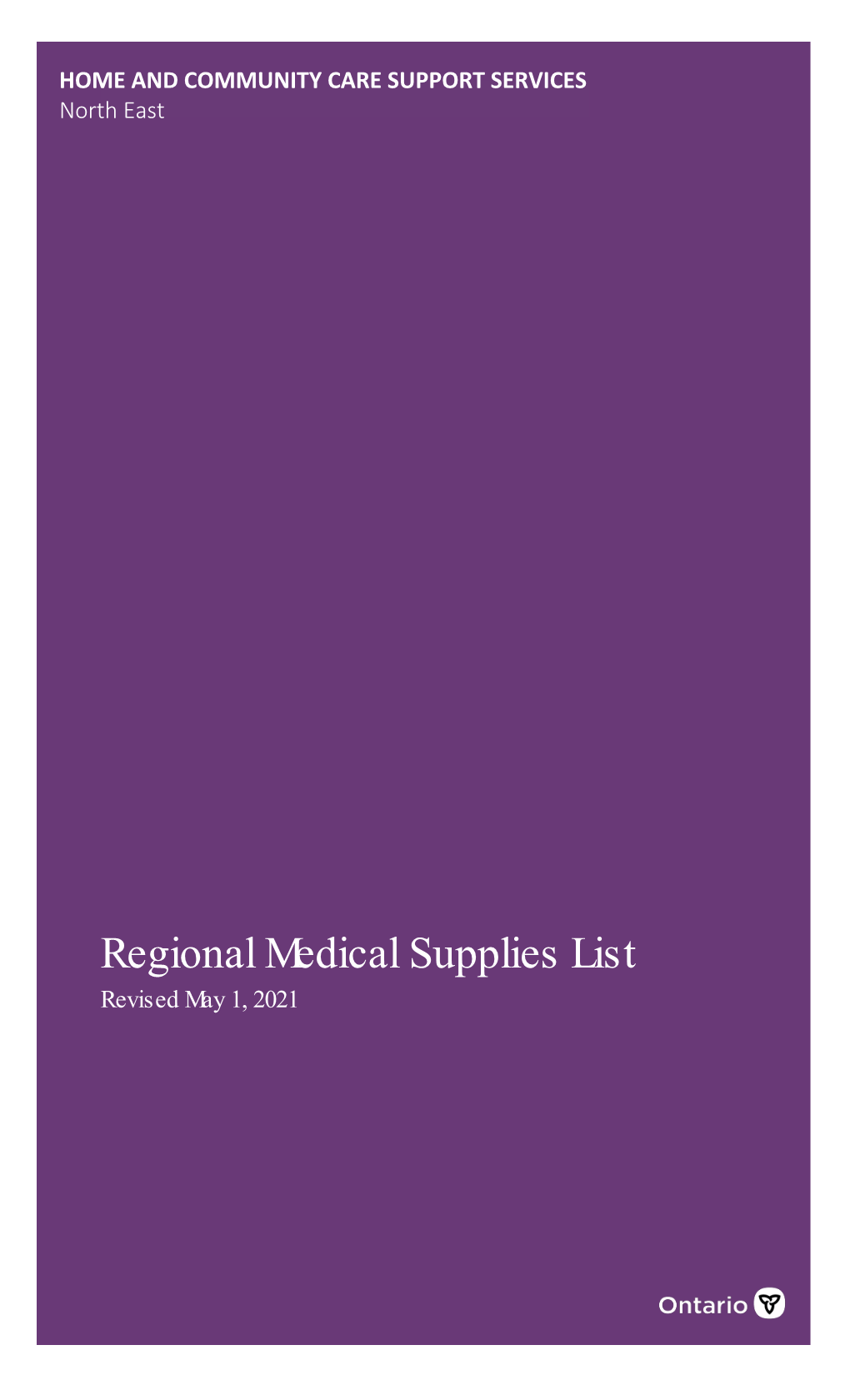 Regional Medical Supplies List