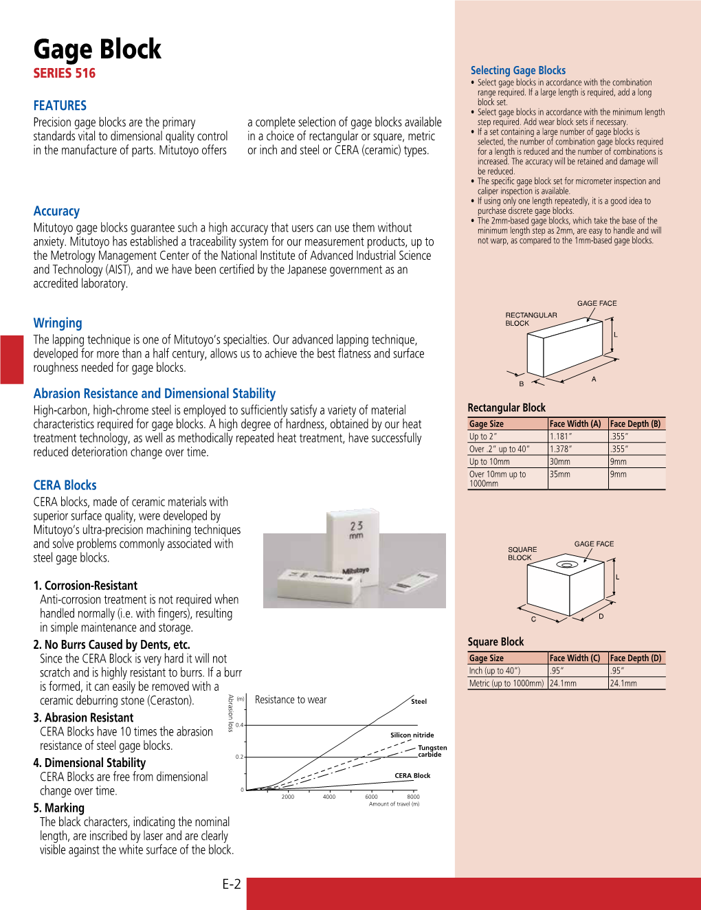 Gage Block SERIES 516 Selecting Gage Blocks • Select Gage Blocks in Accordance with the Combination Range Required