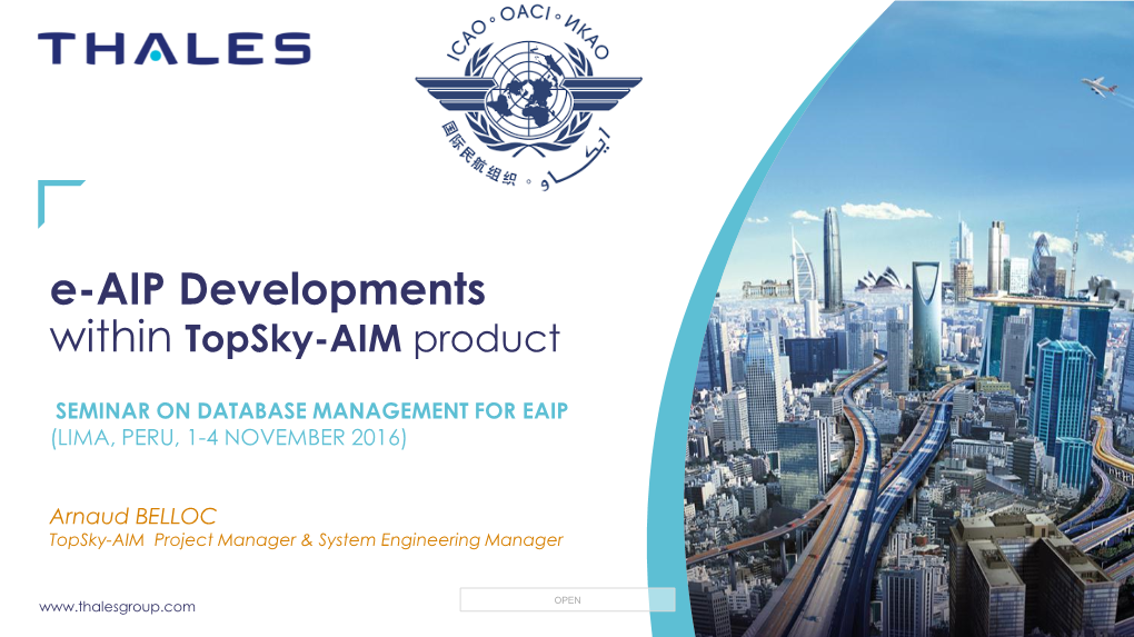 E-AIP Developments Within Topsky-AIM Product