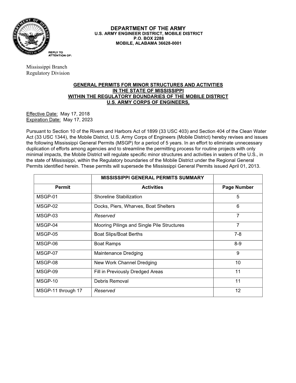 General Permit Guidelines