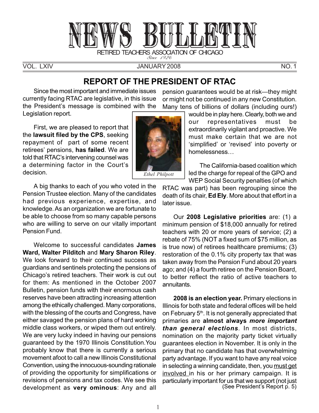 Report of the President of Rtac