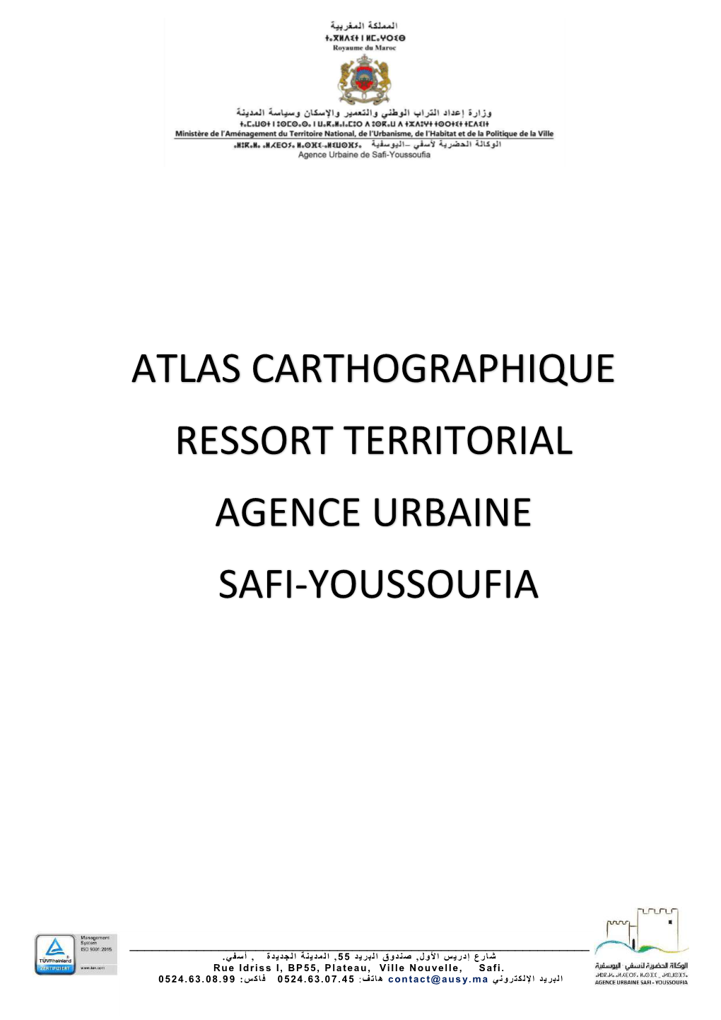 Atlas Carthographique Ressort Territorial Agence Urbaine Safi-Youssoufia